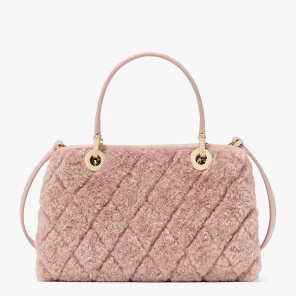 ♠️kate spade Carey Faux Fur Small Sullivan Satchel, Rose Smoke NWT - Picture 4 of 10